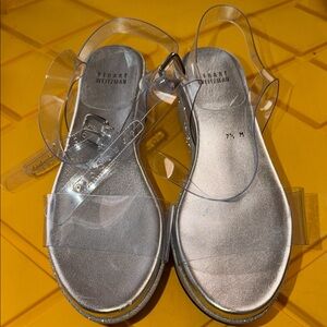 Stuart Weitzman Clear and Silver Sandals